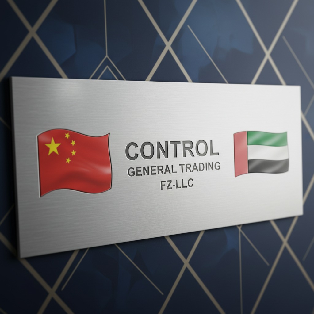 CONTROL GENERAL TRADING FZ-LLC 
with china UAE flages
dont show building, just name and proffessional business